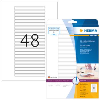 HERMA CD-BOX LABELS HERMA A4 114, 3X5, 5MM WHITE (5078)