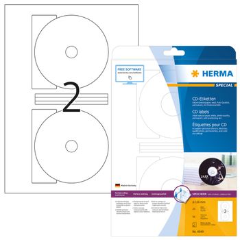 HERMA Inkjet CD-Etiketten A4 weiß 116 mm Papier 50 St. (4849)
