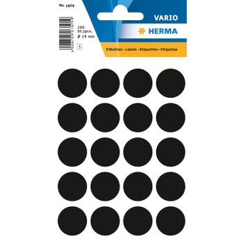 HERMA Self-adhesive labels HERMA multi-purpose,  ø19mm, 10 sheets, 1879 (10x100) (1879*10 $DEL)