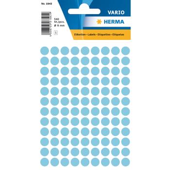 HERMA Self-adhesive labels HERMA multi-purpose,  ø8mm,10 sheets, 1843 (10x540 labels) (1843*10)