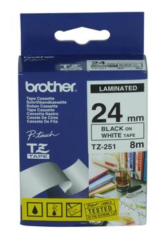 BROTHER P-Touch Tape Black On White (TZ251               )