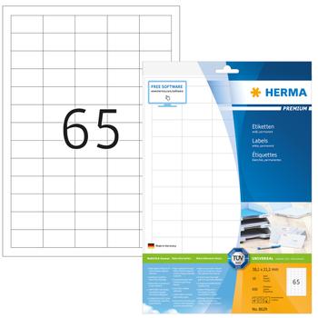 HERMA Etiketten Premium A4 weiß 38,1x21,2 mm Papier 650 St. (8629)