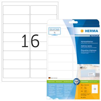 HERMA Adressetiketten A4 weiß 99,1x33,8 mm Papier 400 St. (5075)