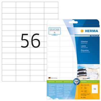 HERMA Etiketten A4 weiß 52,5x21,2 mm Papier matt 1400 St. (5052)