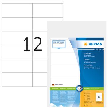 Herma Universal-Etiketten Herma 108x48 ws Premium, Packung mit 500 Blatt A4 = 6000 Etiketten,  (4417)