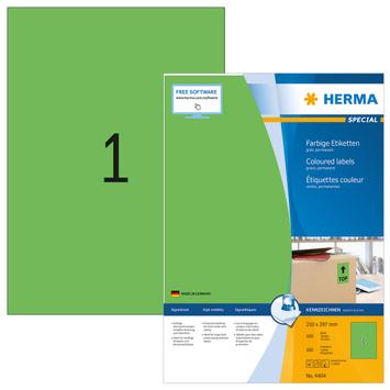 Herma Special - Papir - matt - permanent selv-adhesiv - grønn - A4 (210 x 297 mm) 100 etikett(er) (100 ark x 1) merkelapper (4404)