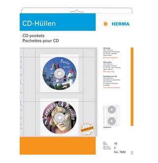 HERMA CD-Sleeves for 2 CDs 10 Pcs.        7682 (7682)