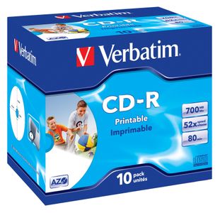 VERBATIM CD-R/ 700MB 80Min 52x SupAZO JC 10pk Prt (43325)