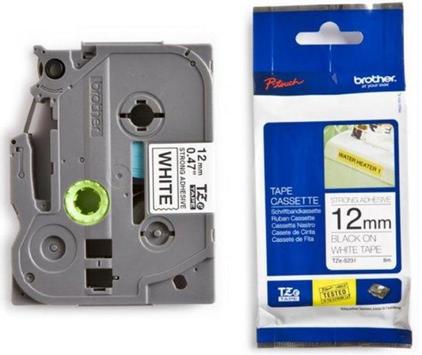 Brother TZ231 - Svart på hvitt - Rull (1,2 cm x 8 m) 1 rull(er) laminert teip - for P-Touch PT-1080, 1090, 1230, 1290, 18, 2030, 2430, 2730, 3600, 7100, 9700, 9800, PT-GL-200 (TZ231)