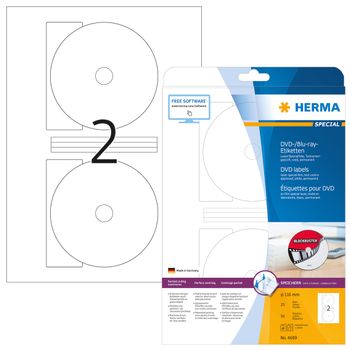 HERMA DVD-/ Blu-ray-Etiketten A4 weiß 116 mm Folie  50 St. (4699)