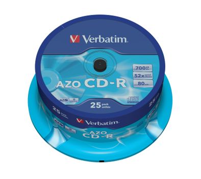 VERBATIM 52x CD-R 80min 700MB (SuperAZO) 25-pack Cake Box (43352)