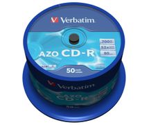 VERBATIM CD-R Media DataLifePlus 48X Crystal 700MB Super AZO 50 Pack Spindel Retail