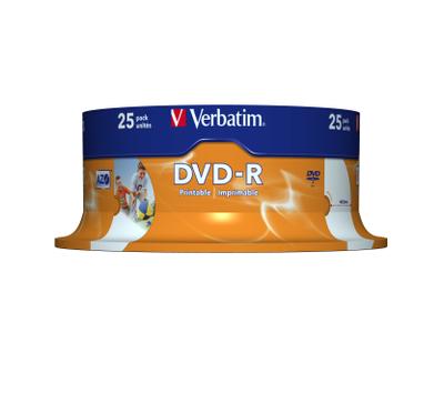 Verbatim 25 x DVD-R - 4.7 GB 16x - bred fotoskrivbar overflate - spindel (43538)