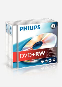 PHILIPS DVD+RW 4,7GB 4X JC (5) (DW4S4J05F/10)