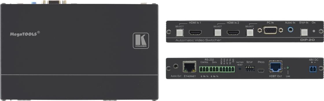 KRAMER DIP-20 | 3in x 1out | 3840x2160 60Hz 4:2:0 | Switch w. HDBaseT out (20-80356090)