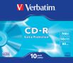 VERBATIM CD-R DataLife 80min 700MB 52 X Speed **10-pack**