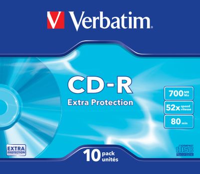 VERBATIM CDR DATALIFE 48X 700 MB P SLIM TRAY CART. 10 PACK EX/PRO SUPL (43415)