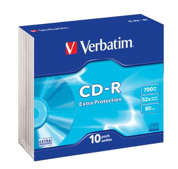 VERBATIM CDR DATALIFE 48X 700 MB P SLIM TRAY CART. 10 PACK EX/PRO SUPL (43415)