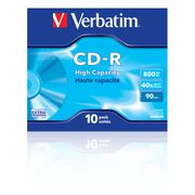 VERBATIM CDR 800MB 90MIN 40X 10PK JEWEL CASE SUPL