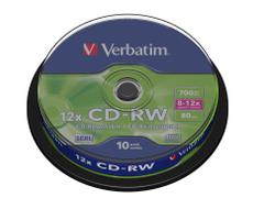 VERBATIM 1x10 CD-RW 80 / 700MB 10x Speed, Cakebox