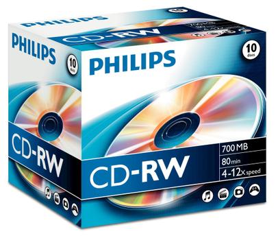 PHILIPS 10 x CD-RW - 700MB / 80min (CW7D2NJ10/00)