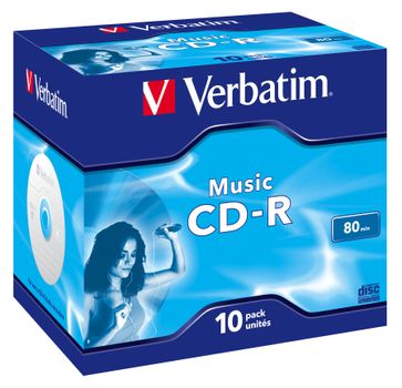 VERBATIM Live it Music CD-R Media For Audio 80Min Blue/AZO 10 Pack Retail (43365)