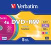 VERBATIM DVD+RW 4X 5-PACK-SLIM COLOUR (43297 $DEL)