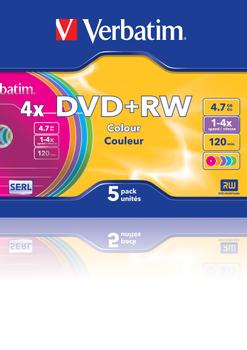 VERBATIM DVD+RW 4X, 4.7GB Colour (43297)