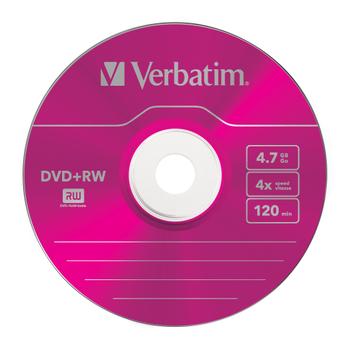 VERBATIM DVD+RW 4X, 4.7GB Colour (43297)