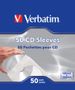 VERBATIM paperitasku CD/DVD-levyille, valkoinen/läpinäkyvä, 500-pakkau