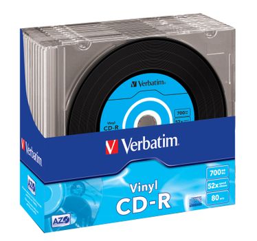 VERBATIM CD-R BLACK VINYL 52X 10P SLIM (43426 $DEL)