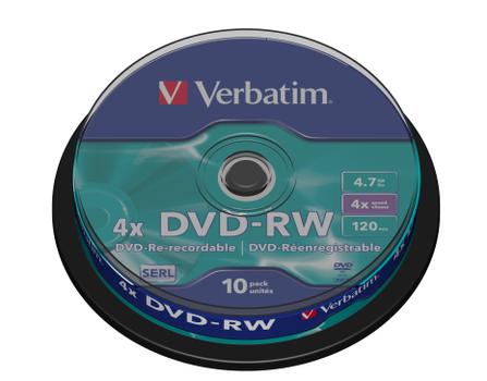 VERBATIM DVD-RW 4X  10-pack spindle (43552)