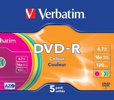 VERBATIM DVD-R 4,7GB Colour 16xSpeed *5-pack* SlimCase (43557)