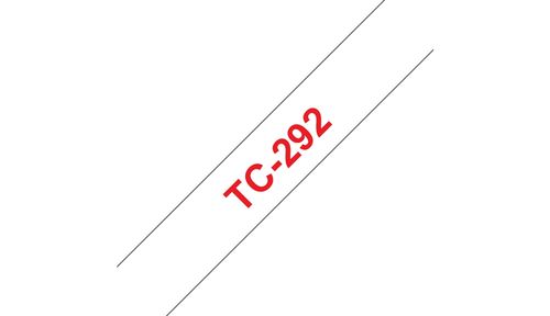 BROTHER TC-tape / 9mm / Rød tekst / Hvid tape (TC292)