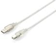 EQUIP USB 2.0 kabel A>B M-M 3 m SLV Transparent, dobbelsk‘rmet