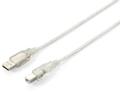 EQUIP USB 2.0 kabel A>B M-M 3 m SLV Transparent, dobbelsk‘rmet