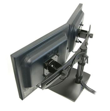 Ergotron DS100 Dual-Monitor Desk Stand, Horizontal - Stativ for 2 LCD-skjermer - stål, robust aluminium - svart - skjermstørrelse: inntil 24" - skrivebordsmonterbar (33-322-200)