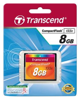 TRANSCEND 8GB CF CARD (133X, TYPE I ) (TS8GCF133)