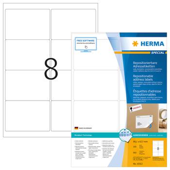HERMA Adressetiketten A4 weiß 99,1x67,7 mm opak 800 St. (10312)