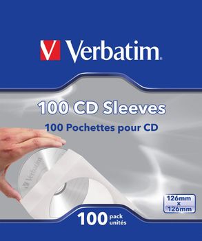 VERBATIM paperitasku CD/ DVD-levyille,  läpinäkyvä,  100-pakkaus (49976)