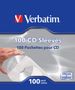 VERBATIM paperitasku CD/ DVD-levyille,  läpinäkyvä,  100-pakkaus (49976)