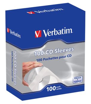 VERBATIM paperitasku CD/ DVD-levyille,  läpinäkyvä,  100-pakkaus (49976)