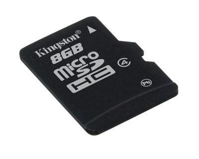 KINGSTON 8GB microSDHC Class 4 Flash Card + SD Adapter (SDC4/8GB)