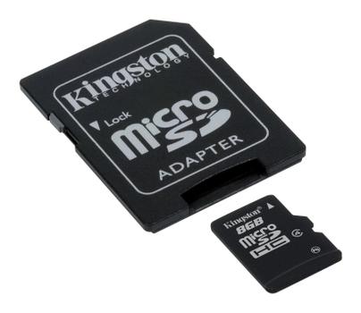 KINGSTON 8GB microSDHC Class 4 Flash Card + SD Adapter (SDC4/8GB)