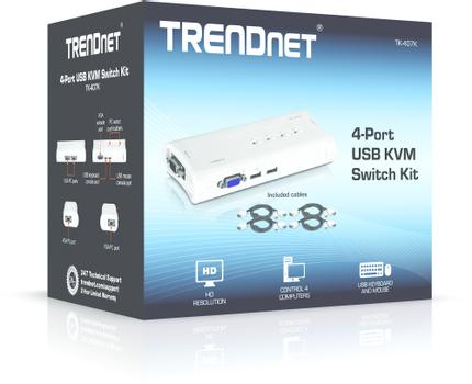 TRENDNET 4-Port USB KVM Switch Kit (TK-407K)