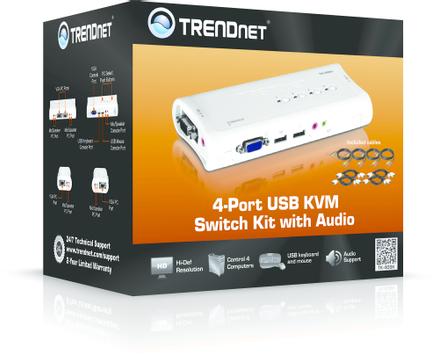 TRENDnet TK 409K - KVM / lyd / USB-svitsj - 4 x KVM/ lyd/ USB - 1 lokalbruker - stasjonær (TK-409K)