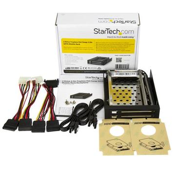 StarTech 2 Drive 2.5in Trayless Hot Swap SATA Mobile Rack Backplane - Dual Drive SATA Mobile Rack Enclosure for 3.5 HDD (HSB220SAT25B) - uttagbar harddiskramme (HSB220SAT25B)