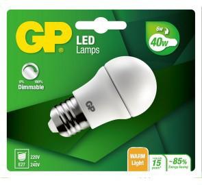 GP LED Lamp Mini Globe, E27, DIM, 6W (40W), 470lm (472103)