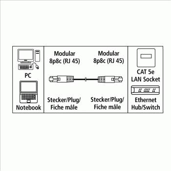 HAMA Netværkskabel CAT5e UTP 3,0m Grå ST (00046742)