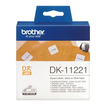 BROTHER PERMANENT ADHESIVE SQ LABEL 23MM X  23MM 1000 P ROLL (DK11221)